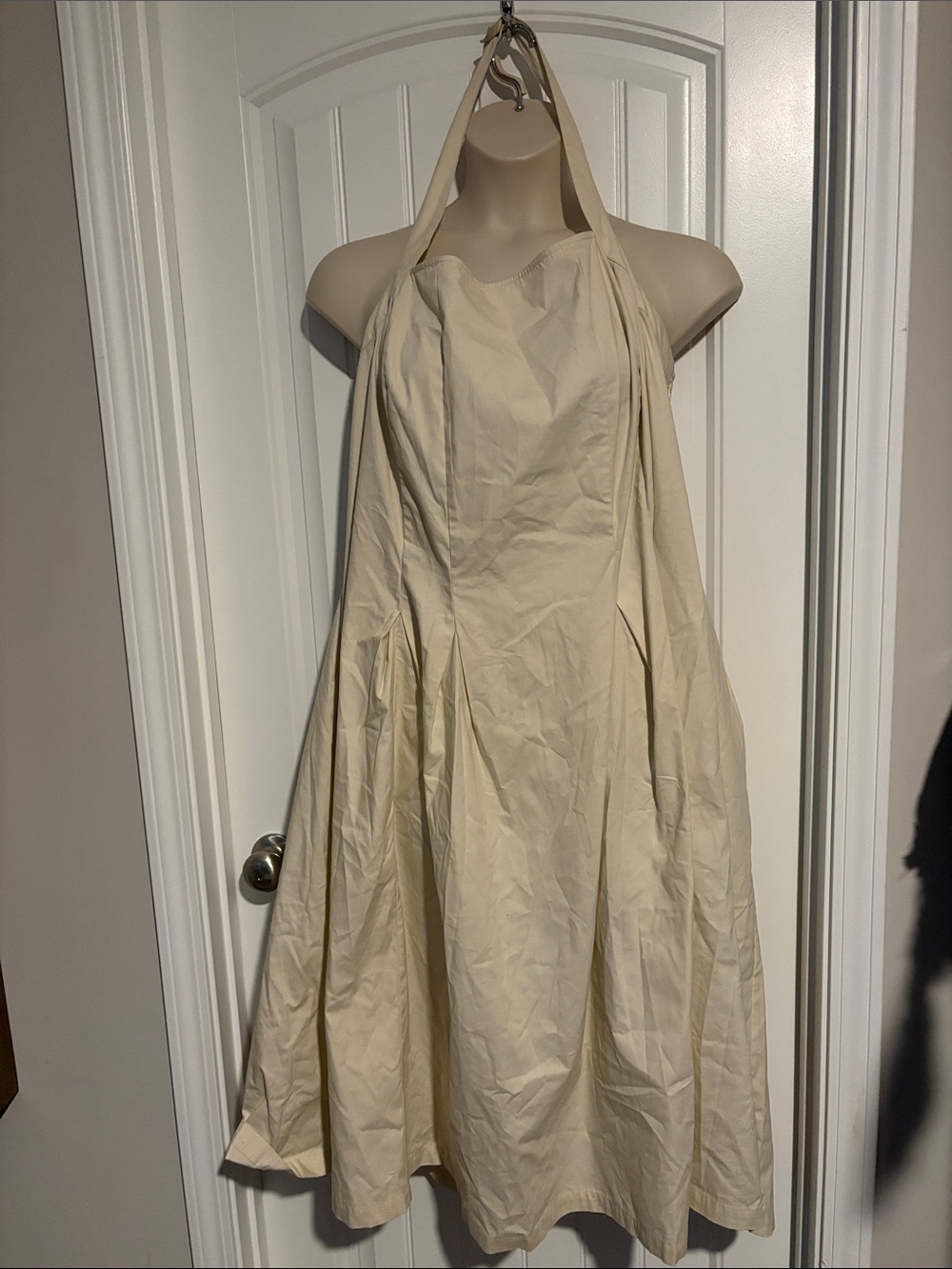 a new day Cream Backless Halter Midi Dress